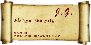 Jáger Gergely névjegykártya